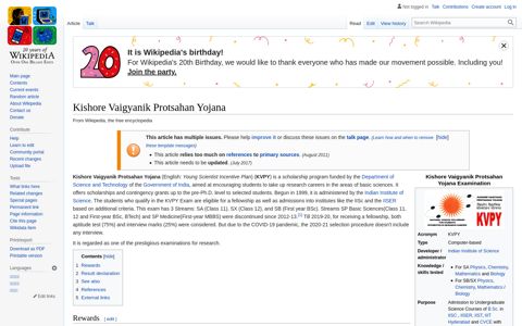 Kishore Vaigyanik Protsahan Yojana - Wikipedia