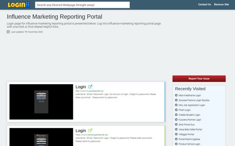 Influence Marketing Reporting Portal - Loginii.com