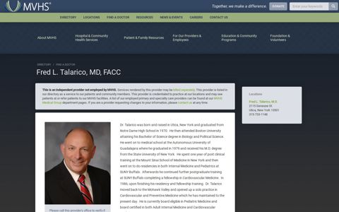 Fred L. Talarico, MD, FACC | Mohawk Valley Health System
