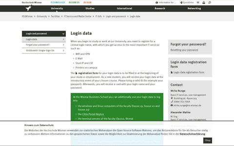 Login data - Hochschule Wismar