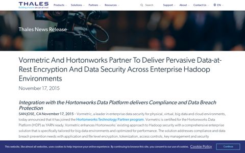 Vormetric And Hortonworks Partner To Deliver Pervasive Data-at ...
