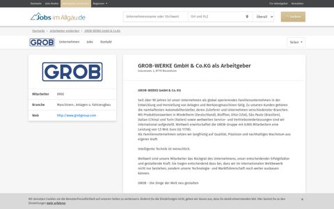Jobs von GROB-WERKE GmbH & Co.KG - JOBS-im-Allgäu.de
