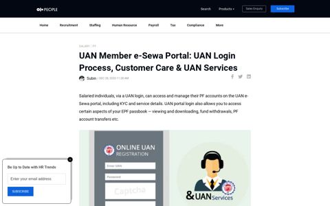 UAN Member e-Sewa Portal Login | Universal Account Number