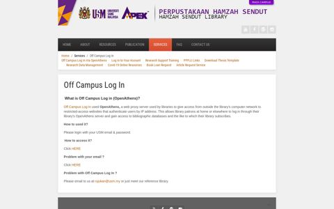 Off Campus Log In - USM Library