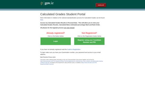 Leaving Certificate 2020 Students Calculated Grades Portal