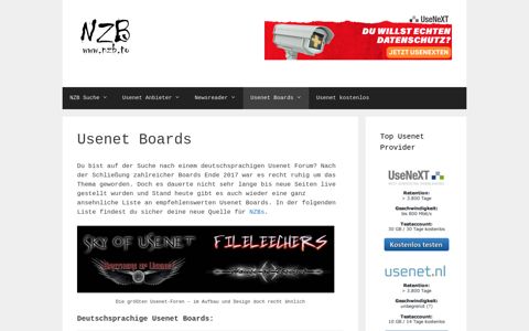 Usenet Boards Diese Foren gibt es (Stand 11/2020) | NZB.to