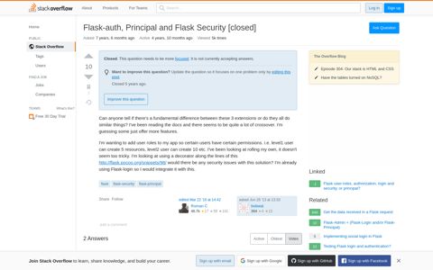 Flask-auth, Principal and Flask Security - Stack Overflow
