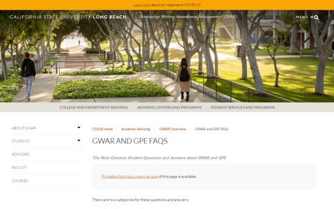 GWAR and GPE FAQs - Cal State Long Beach