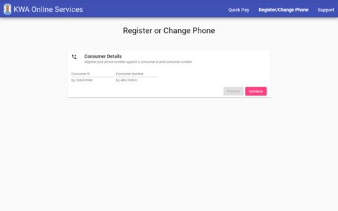 Register/Change Phone - Quick Pay - Kerala Water Authority