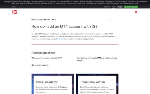 How do I add an MT4 account with IG? | IG US - IG.com