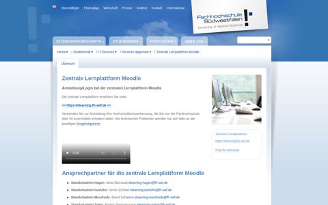 FH-SWF Zentrale Lernplattform Moodle