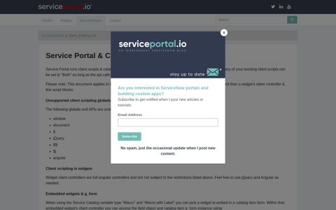 Service Portal & Client Scripts - Service Portal Documentation