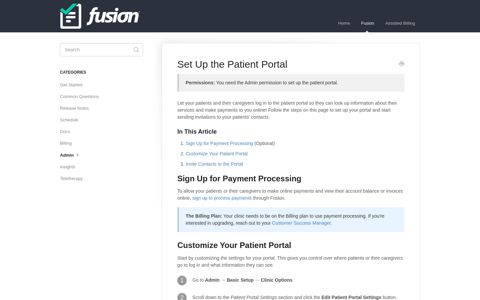 Set Up the Patient Portal - Fusion Web Clinic (Update)