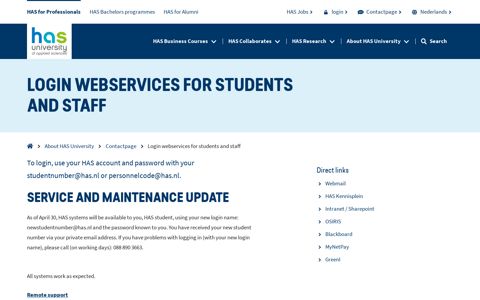 Login webservices for students and staff