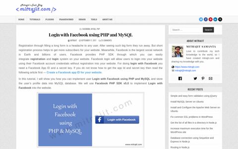 Login with Facebook using PHP and MySQL - Mitrajit's Tech ...