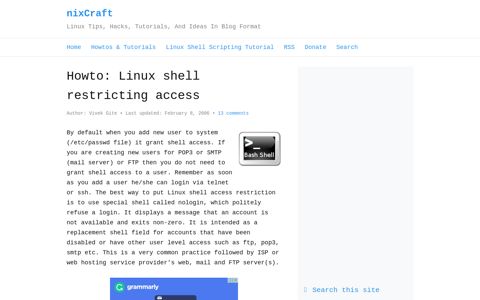 Howto: Linux shell restricting access - nixCraft