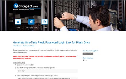 Generate One-Time Plesk Password Login Link for Plesk Onyx