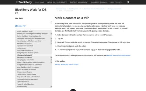 Mark a contact as a VIP - BlackBerry Docs