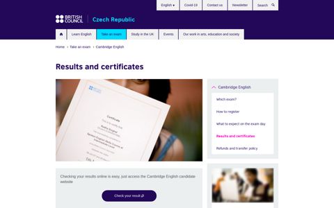 Results and certificates | British Council