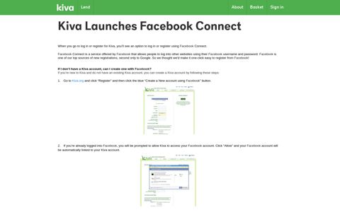 Kiva Launches Facebook Connect | Kiva