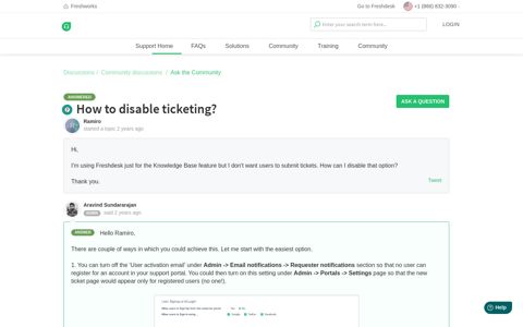 How to disable ticketing? : Freshdesk
