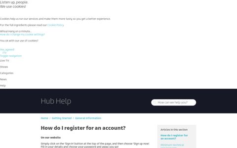 How do I register for an account? - The ITV Hub Help