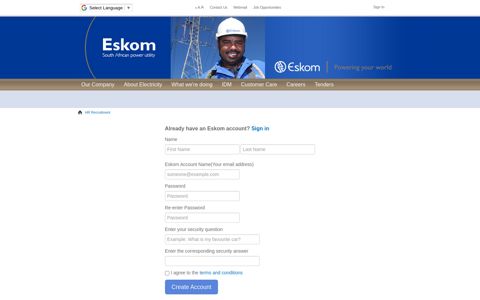 Create Eskom Account