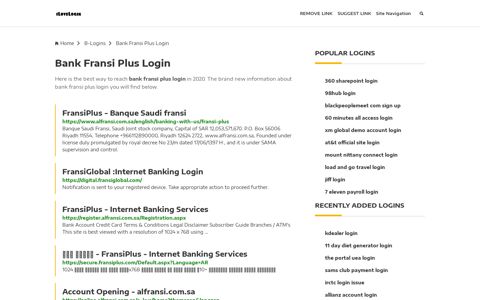 Bank Fransi Plus Login ❤️ One Click Access