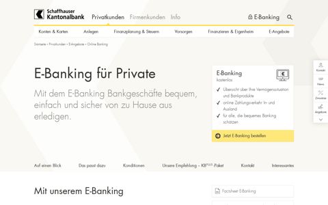 E-Banking für Private | Schaffhauser Kantonalbank