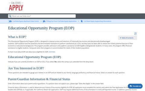 Educational Opportunity Program (EOP) - Liaison