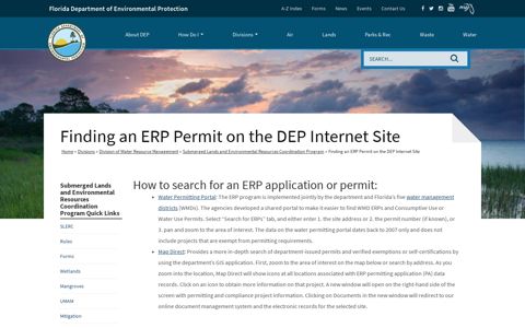 Finding an ERP Permit on the DEP Internet Site | Florida ...