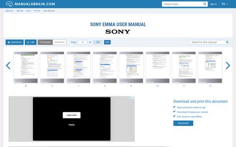 Log in - Sony Emma User Manual - Page 5 of 34 ...