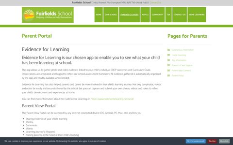 Fairfields School : - Parent Portal - Learning Journey