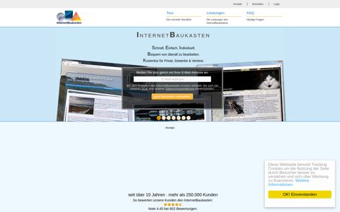 Kostenlose Homepage erstellen mit dem InternetBaukasten 2.0
