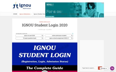 IGNOU Student Login 2020 - IGNOU Admission