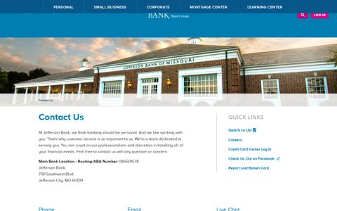 Contact Information | Jefferson Bank