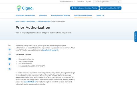 Prior Authorizations | Cigna