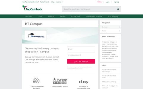 HT Campus Offers, Cashback & Coupons | TopCashback