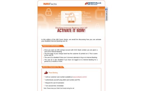 Edition 2: Activation of Internet Banking User ID - ICICI Bank