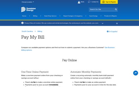 Pay My Bill | South Carolina | Dominion Energy