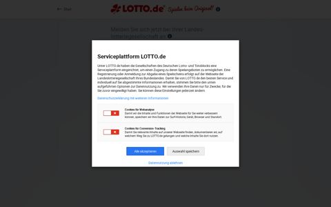 Anmeldung bei Ihrer Landeslotteriegesellschaft - LOTTO.de