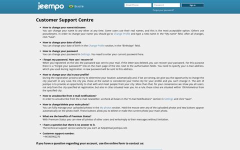 Customer Support Centre - Jeempo
