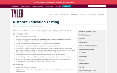 Distance Education Testing - John Tyler Community College