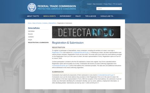 Registration & Submission | Federal Trade Commission