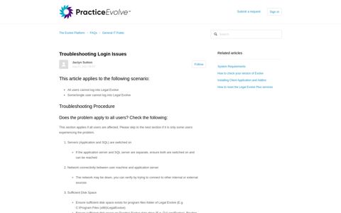 Troubleshooting Login Issues – The Evolve Platform