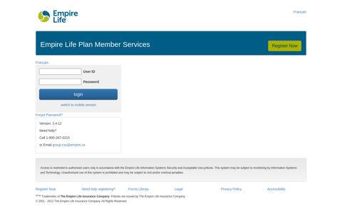 Empire Life Plan Member Online Services Application