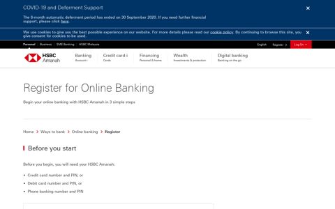 Register for Online Banking - HSBC Amanah