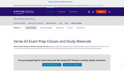Series 63 Classes & Online Prep Materials | Kaplan