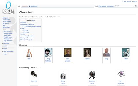 Characters - Portal Wiki