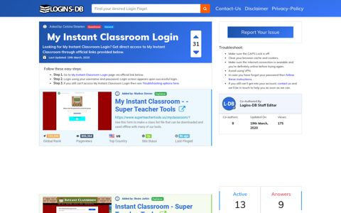 My Instant Classroom Login - Logins-DB